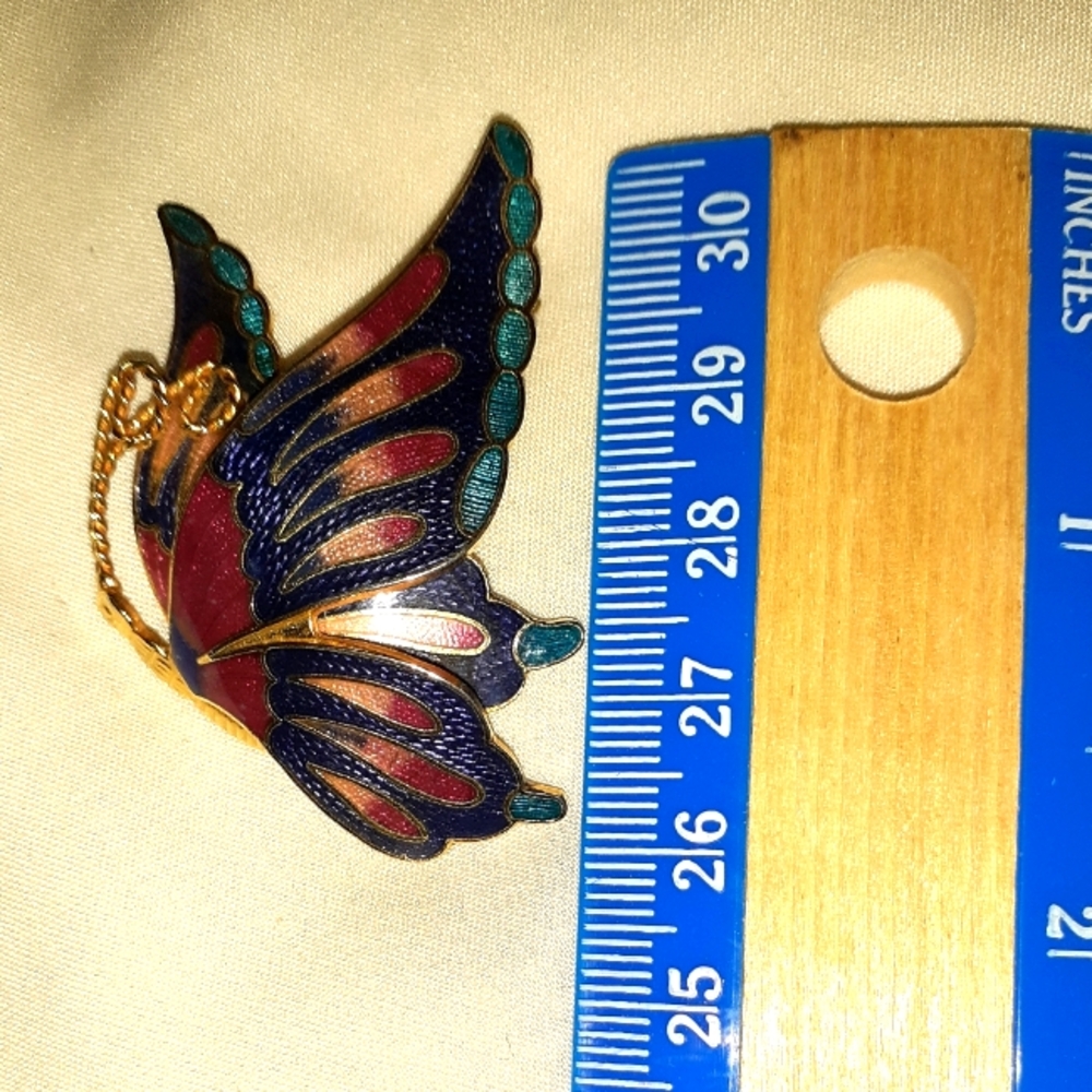 Vintage Cloisonne Butterfly Brooch